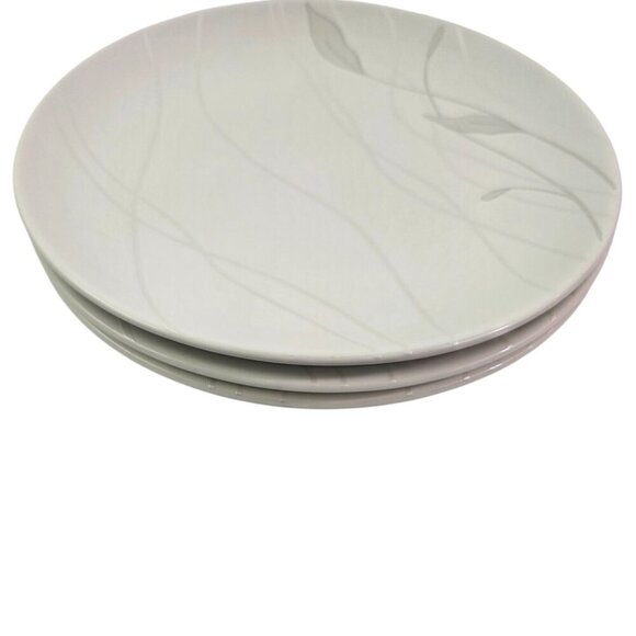 Pfaltzgraff Linea Grey on White Floral Coup Salad Luncheon Plates – Set of 3 - Picture 3 of 14